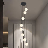 Spiral Multi Light Pendant With Lattice Glass - White/Clear Modern Design 8/9 Heads Black Hanging