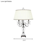 4 Lights Nightstand Lamp - Countryside Swooping Arm Crystal Table Light In White