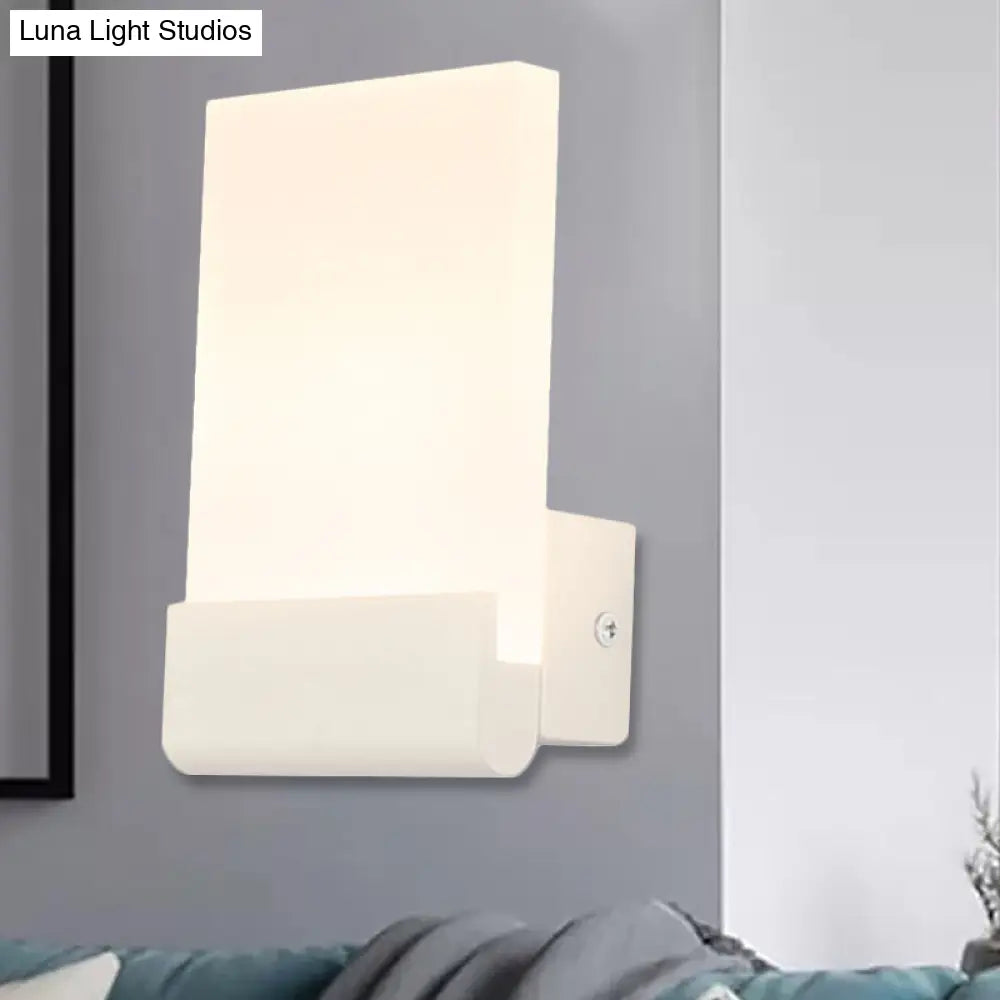 4 Wide Acrylic Led Sconce Light - Black/White Cuboid Design With Warm/White Lighting Options