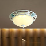 Countryside Metal Led White Flush Mount Light Fixture - 16/19.5 Width Dome Ceiling Lighting For