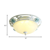 Countryside Metal Led White Flush Mount Light Fixture - 16/19.5 Width Dome Ceiling Lighting For
