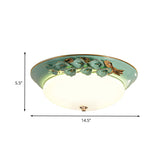 White Led Flush Mount Lighting For Bedroom - Pastoral Bowl Ceiling Fixture (1 Light Metal 12/14.5/17