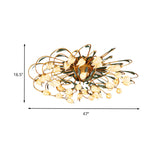 Tulip Ceiling Lamp - Led Semi Flush Light In Brass For Living Room By American Garden