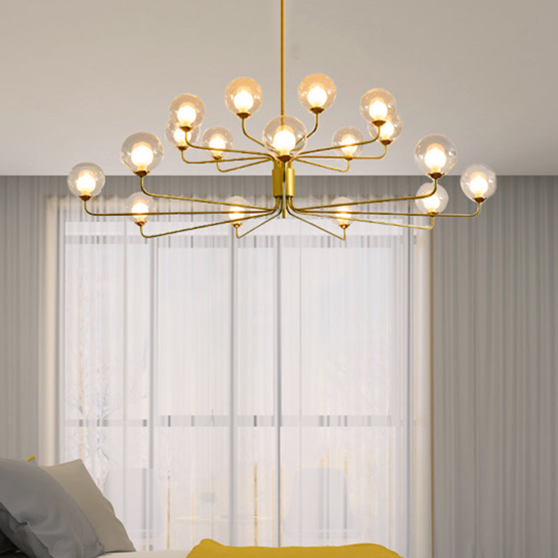 Contemporary 2-Tier Ball Clear Glass Chandelier - Elegant Radial Design With 8/12/18 Lights