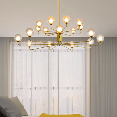 Contemporary 2-Tier Ball Clear Glass Chandelier - Elegant Radial Design With 8/12/18 Lights