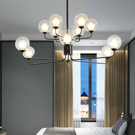 Contemporary 2-Tier Ball Clear Glass Chandelier - Elegant Radial Design With 8/12/18 Lights