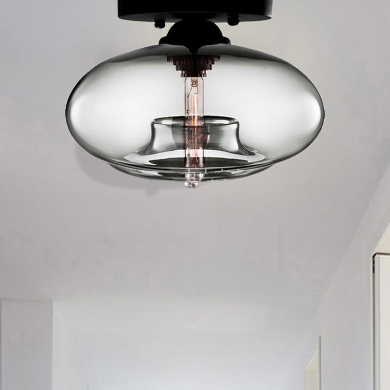 Modernist Glass Flush Ceiling Light Fixture - Oblong Shape 1 Sky Blue/Amber/Smoke Gray/Coffee 11