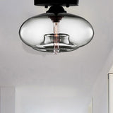 Modernist Glass Flush Ceiling Light Fixture - Oblong Shape 1 Sky Blue/Amber/Smoke Gray/Coffee 11