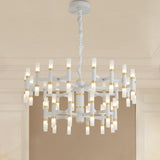 Modern Led Bedroom Chandelier With Iron Shade (24/36/60 Lights) - Black/White Pendant Ceiling Light