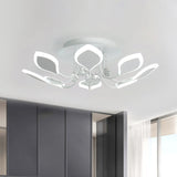 Leaf Acrylic Shade Sputnik Flush Mount Ceiling Light - Modern 8/10/12 Lights White/Black Bedroom