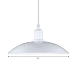 Industrial Metallic Saucer Pendant Light - 12.5/16 Diameter 1 Black/White