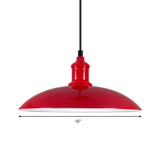 Industrial Metal Pendant Light - Green/Red Bowl Hanging Lamp 1 Living Room Ceiling 12.5/16 Width