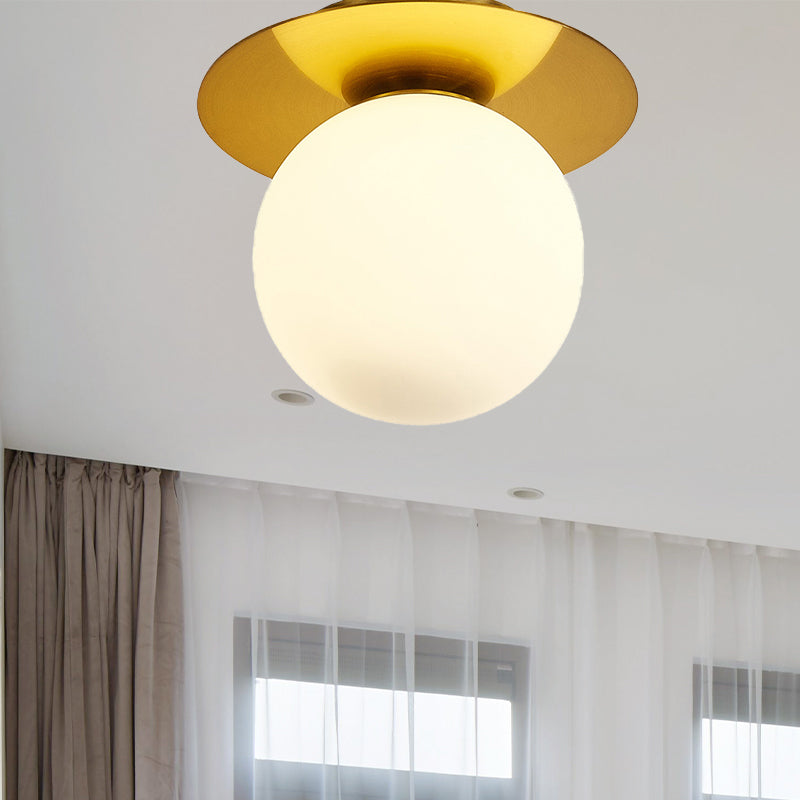 Modern Glass Orbit Ceiling Light Kitchen Flushmount Lamp - Clear/Light-Brown/Cream Single