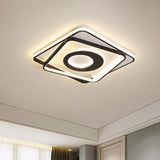 Modern Black And White Square Flush Ceiling Light Acrylic Led Fixture - 16’/19.5’/23.5’ Width
