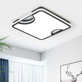 Modern Rectangular/Square Acrylic Flush Ceiling Light Led Lamp In Black/White Warm/White