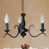 Vintage Style Black Metallic Hanging Lamp - Flameless Candle Chandelier Lighting 3/5 Heads Ideal For