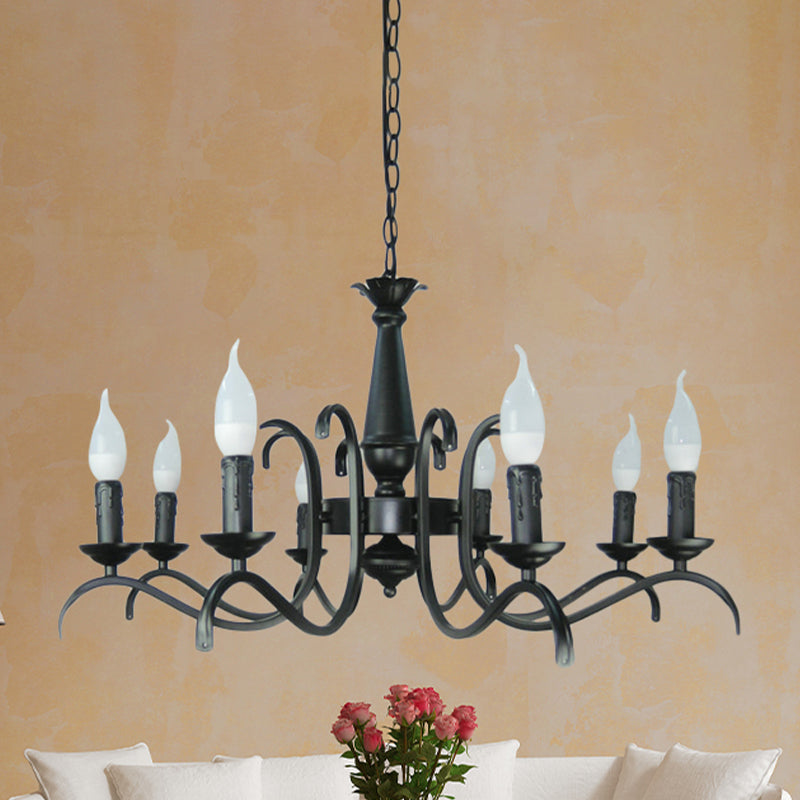 Vintage Style Black Metallic Hanging Lamp - Flameless Candle Chandelier Lighting 3/5 Heads Ideal For