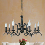 Vintage Style Black Metallic Hanging Lamp - Flameless Candle Chandelier Lighting 3/5 Heads Ideal For