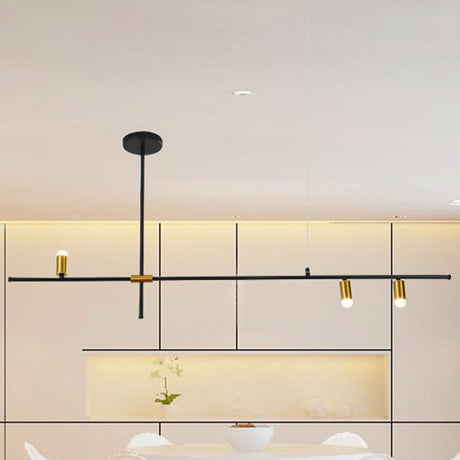 Modern Metal Rectilinear Chandelier - 3/4/9 Light Black Ceiling Fixture