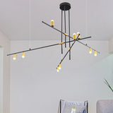 Modern Metal Rectilinear Chandelier - 3/4/9 Light Black Ceiling Fixture