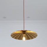 Vintage Scalloped Brass Ceiling Pendant Lamp - Study Room Lighting Fixture