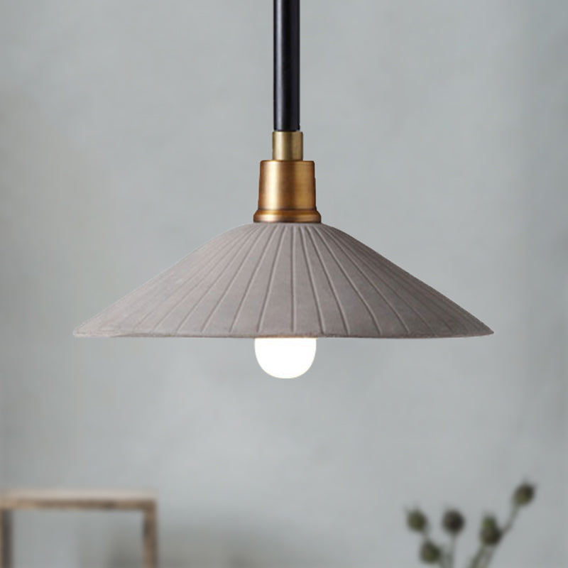Industrial Style Concrete Conic Pendant Lamp With Adjustable Cord - Grey