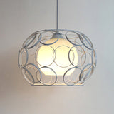 Vintage Black/White Metal Pendant Light With Opal Glass Globe Shade White