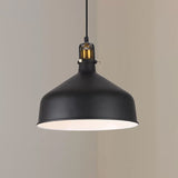 Black/White 8/12 Width Pendant Light With Barn Shade - Retro Stylish Ceiling Fixture For Dining Room