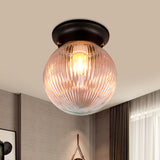 Industrial Black/Clear Glass Flush Mount Lighting Fixture 6/6.5 Wide
