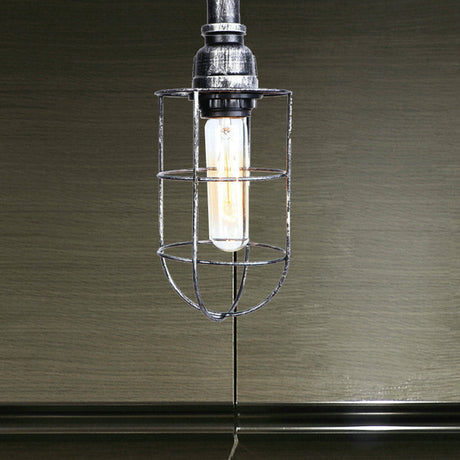 Vintage Wire Guard Ceiling Light For Corridors - Black/Bronze Semi-Flush Mount With 1 Bulb
