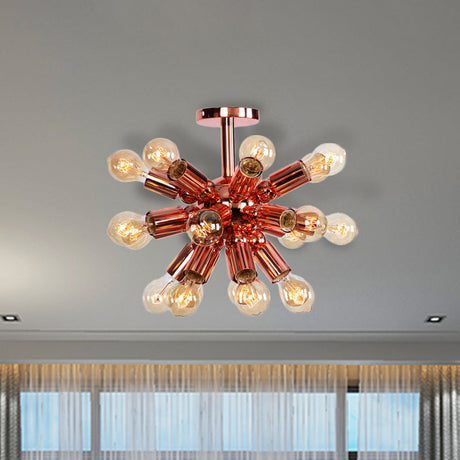 Vintage Copper Finish 6/9 Lights Starburst Semi Flush Ceiling Light For Bedroom 15 /