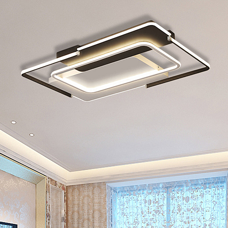 35.5’/43’ Rectangular Flush Mount Ceiling Light For Modern & Unique Bedroom - Warm/White