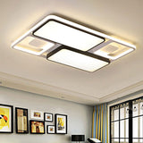 Contemporary Led Flush Mount Ceiling Light In Black/White 19.5/45 Wide