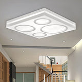 Modern Square Led Ceiling Light With Circular Pattern Acrylic White Finish - Ideal For Living Room