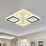 Modern Diamond Pattern Flushmount Light With Acrylic Led - Warm/White Glow Ideal For Living Room