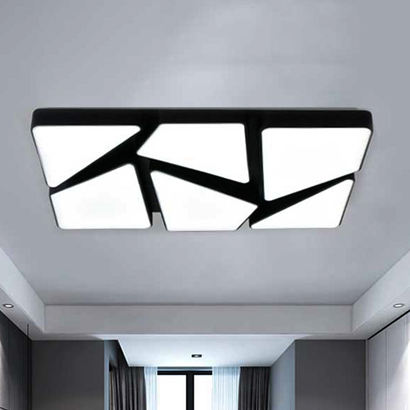 Modern Led Flush Mount Lighting: 25.5/37.5 W Acrylic Shade Black/White Square/Rectangular Ceiling