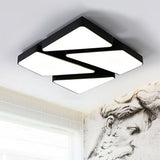 Modern Led Flush Mount Lighting: 25.5/37.5 W Acrylic Shade Black/White Square/Rectangular Ceiling
