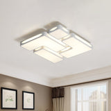 Modern Flush Mount Led Ceiling Light For Bedroom - White Acrylic Warm/White Lighting