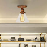 Industrial Clear Glass Ceiling Light In Black/Brass/Copper - Single Bulb Semi Flush Mount