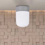 Modernist Metal & Frosted Glass Flush Mount Light - Pink/Gray Ceiling Lighting