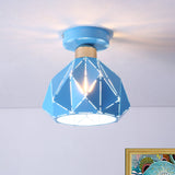 Nordic Metal Flush Mount Light - 1 Gray/Blue/Gold Fixture For Porch Ceiling