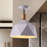 Sleek Metal Diamond Semi-Flush Mount Light Gray/White/Green Macaron Design 1 Ceiling Fixture For