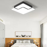 Modern Square Led Ceiling Lamp For Child Bedroom: Simple Black & White Design