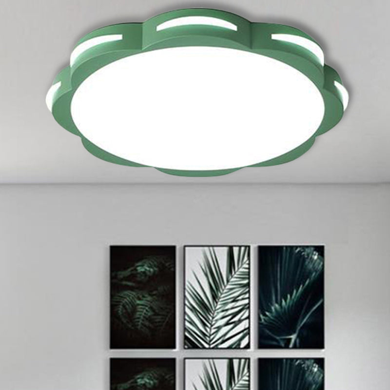 Flush Mount Macaron Led Ceiling Light With Acrylic Floral Shade - Ideal For Girls Bedroom