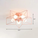5 - Bulb Iron Star Semi Flush Mount Ceiling Light For Simple Living Room Decor Pink