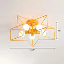 5 - Bulb Iron Star Semi Flush Mount Ceiling Light For Simple Living Room Decor Yellow