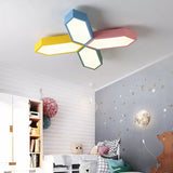Nordic Led Cross Ceiling Lamp For Study Room And Kindergarten Blue-Yellow-Green-Pink / Warm