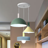 Nordic Style 3-Head White Geometry Pendant Light: Metallic Suspended Lamp