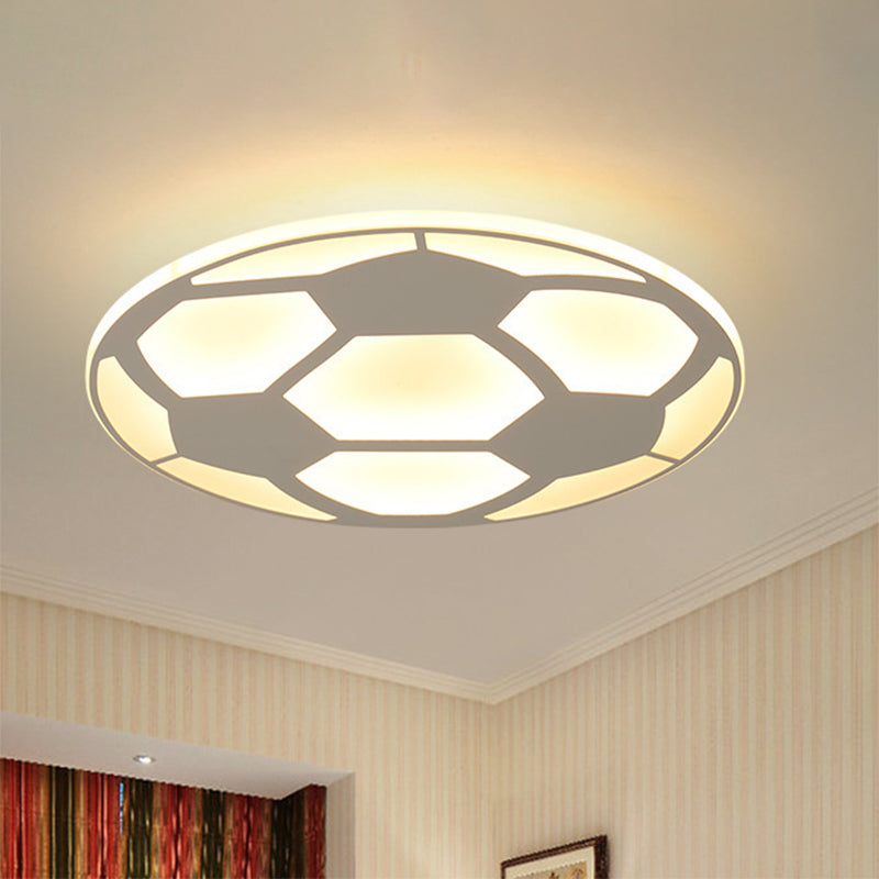 Sleek White Flush Mount Soccer Ceiling Light For Kids Bedroom