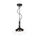 Rolande - Industrial Black Clear Glass Led Suspension Light / C